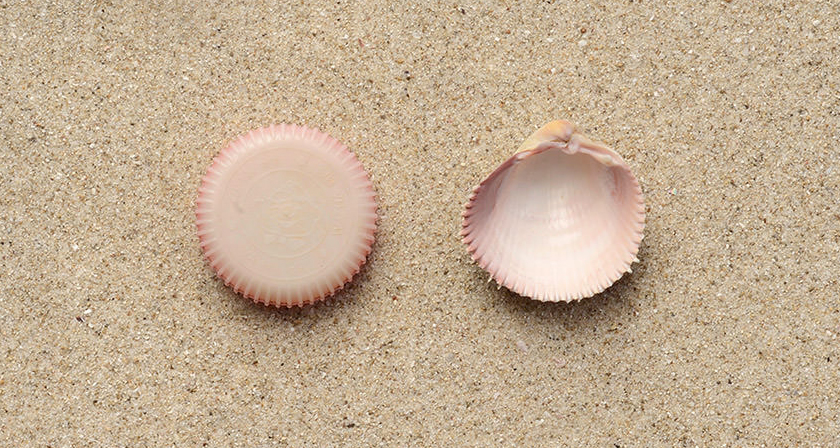 Involuntary Pairs, bottle cap - pink shell, © Liina Klauss 